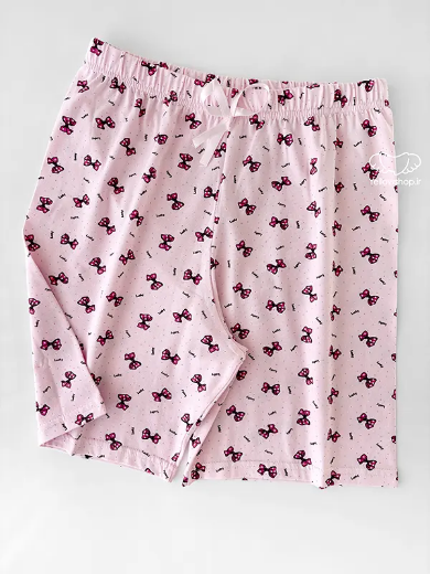 تصویر  ست تاپ شورتک نخی زنانه صورتی برند میسپل